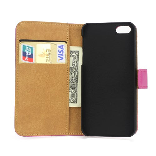 Wallet Case für Apple iPhone SE 5 5S Genuine Split Echt Leder