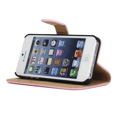 Wallet Case für Apple iPhone SE 5 5S Genuine Split Echt Leder