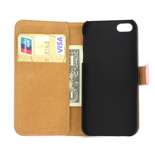 Wallet Case für Apple iPhone SE 5 5S Genuine Split Echt Leder