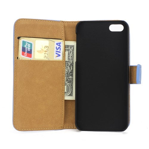 Wallet Case für Apple iPhone SE 5 5S Genuine Split Echt Leder