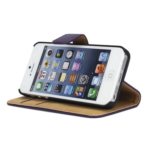 Wallet Case für Apple iPhone SE 5 5S Genuine Split Echt Leder