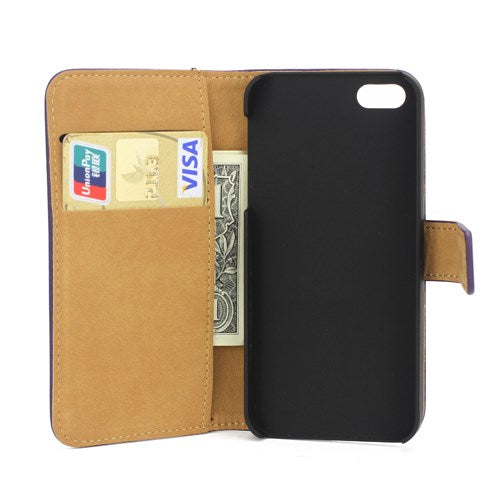 Wallet Case für Apple iPhone SE 5 5S Genuine Split Echt Leder