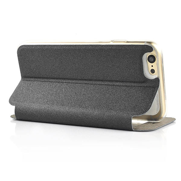 Wallet Case für Apple iPhone 6 6S Handy Tasche Window View Metal Slide Touch