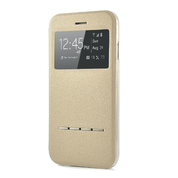 Wallet Case für Apple iPhone 6 6S Handy Tasche Window View Metal Slide Touch