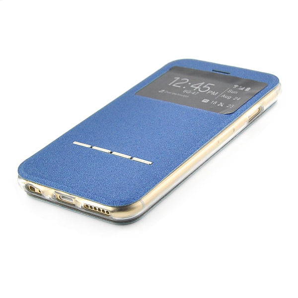Wallet Case für Apple iPhone 6 6S Handy Tasche Window View Metal Slide Touch