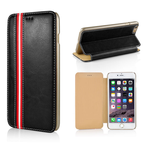 Wallet Case für Apple iPhone 6 6S Handy Tasche Book Style Luxury Stripe