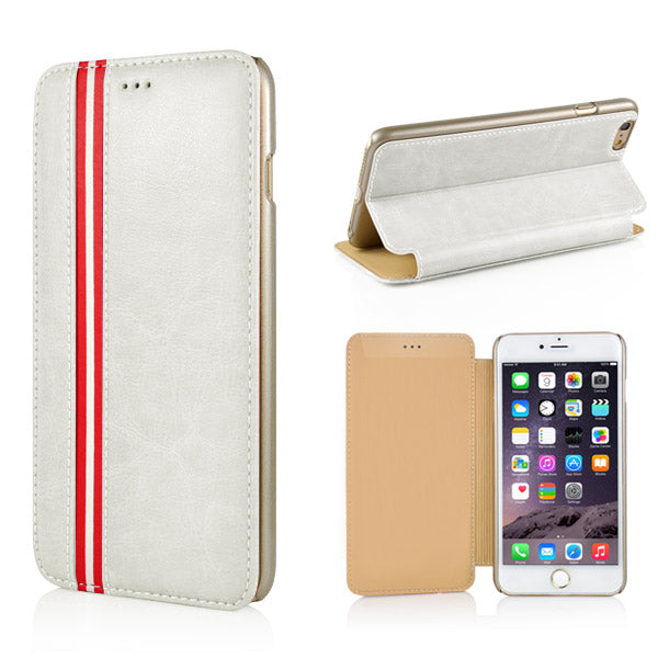 Wallet Case für Apple iPhone 6 6S Handy Tasche Book Style Luxury Stripe