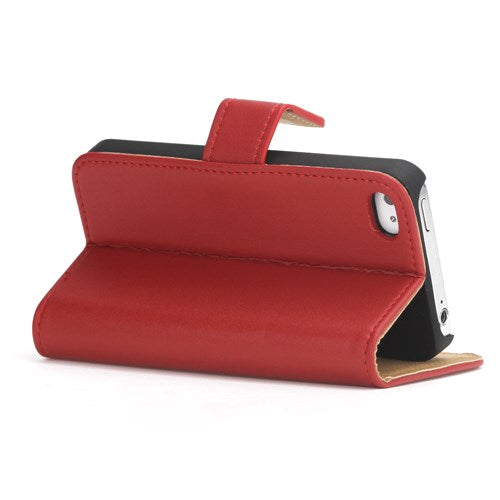 Wallet Case für Apple iPhone 4 4S Genuine Split Echt Leder