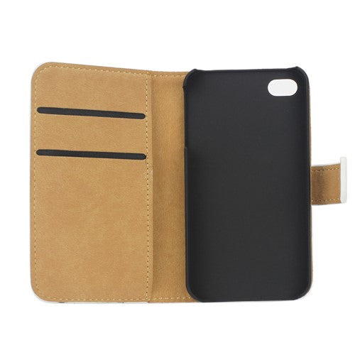 Wallet Case für Apple iPhone 4 4S Genuine Split Echt Leder