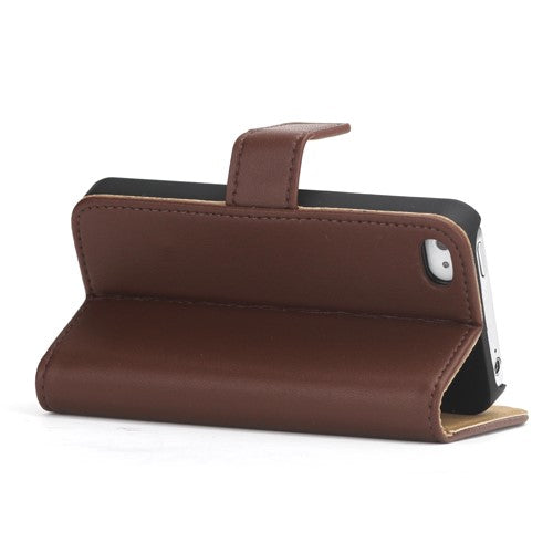 Wallet Case für Apple iPhone 4 4S Genuine Split Echt Leder