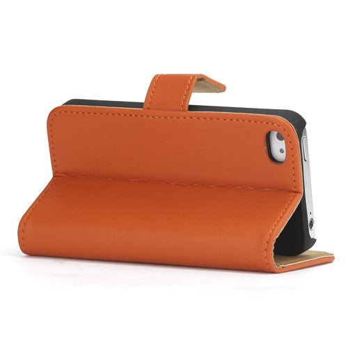 Wallet Case für Apple iPhone 4 4S Genuine Split Echt Leder