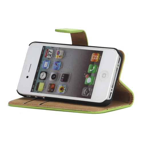 Wallet Case für Apple iPhone 4 4S Genuine Split Echt Leder