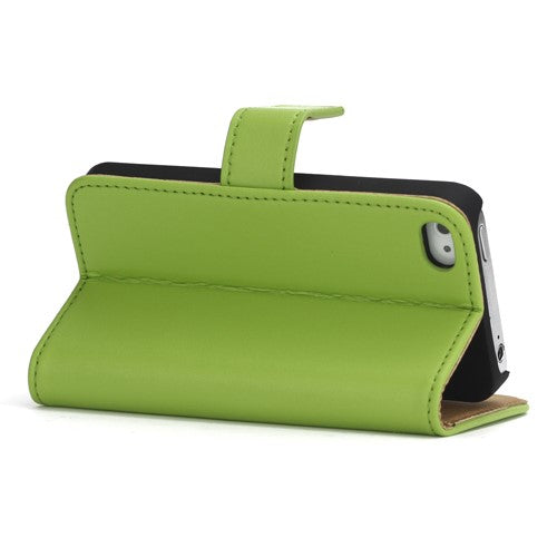 Wallet Case für Apple iPhone 4 4S Genuine Split Echt Leder