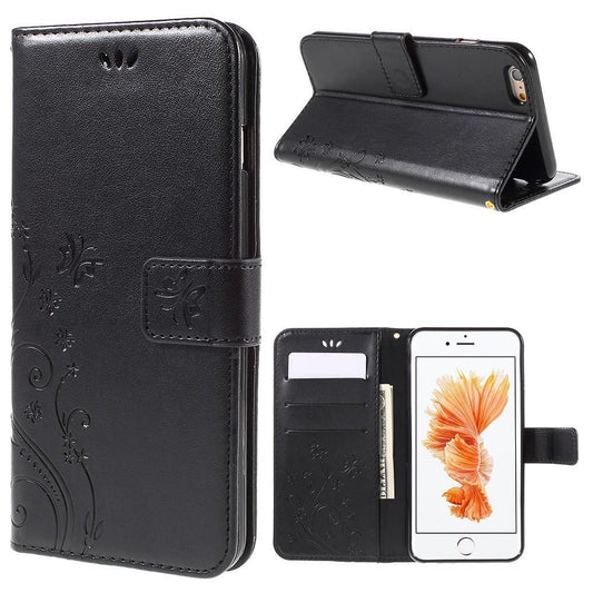 Wallet Case für Apple iPhone 6 6S Handy Tasche Butterfly Flower Motiv