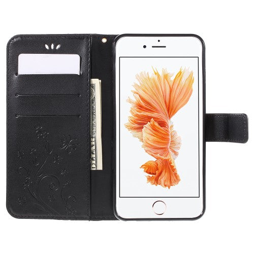 Wallet Case für Apple iPhone 6 6S Handy Tasche Butterfly Flower Motiv
