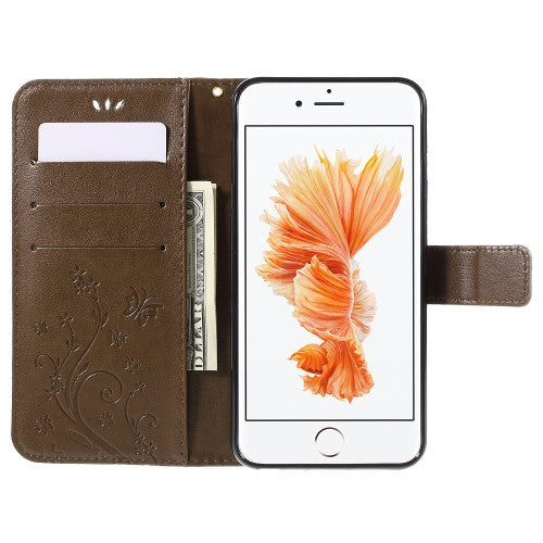 Wallet Case für Apple iPhone 6 6S Handy Tasche Butterfly Flower Motiv