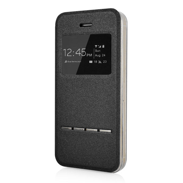 Wallet Case für Apple iPhone SE 5 5S Window View Metal Slide Touch