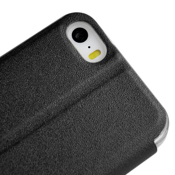 Wallet Case für Apple iPhone SE 5 5S Window View Metal Slide Touch