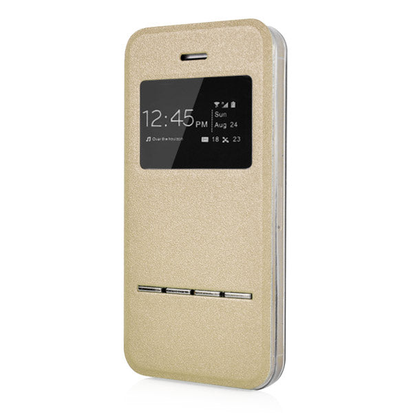 Wallet Case für Apple iPhone SE 5 5S Window View Metal Slide Touch