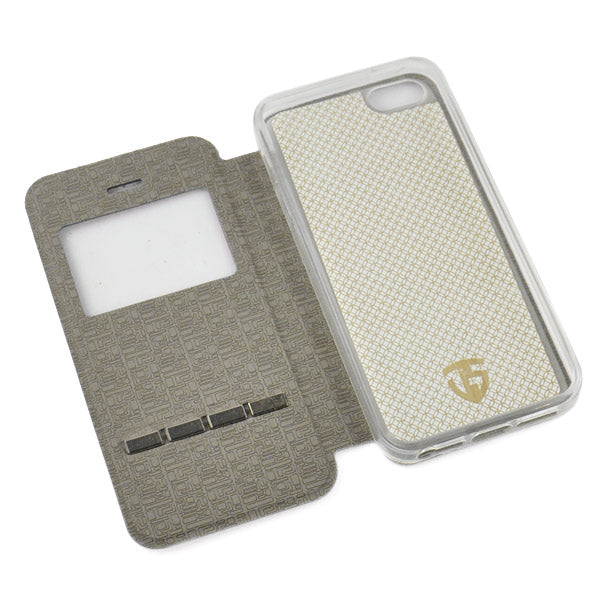 Wallet Case für Apple iPhone SE 5 5S Window View Metal Slide Touch