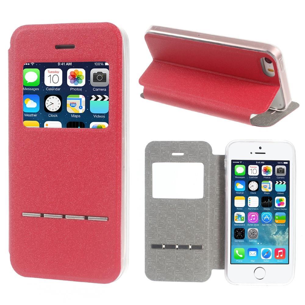Wallet Case für Apple iPhone SE 5 5S Window View Metal Slide Touch