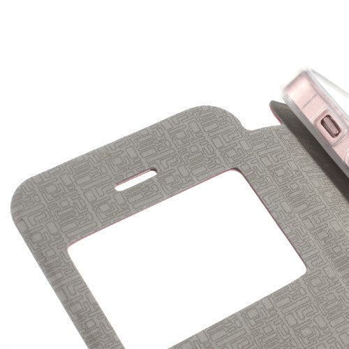 Wallet Case für Apple iPhone SE 5 5S Window View Metal Slide Touch