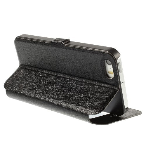 Wallet Case für Apple iPhone SE 5 5S Dual Window View Silk Book Etui