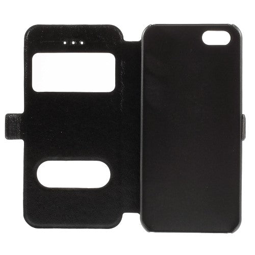 Wallet Case für Apple iPhone SE 5 5S Dual Window View Silk Book Etui