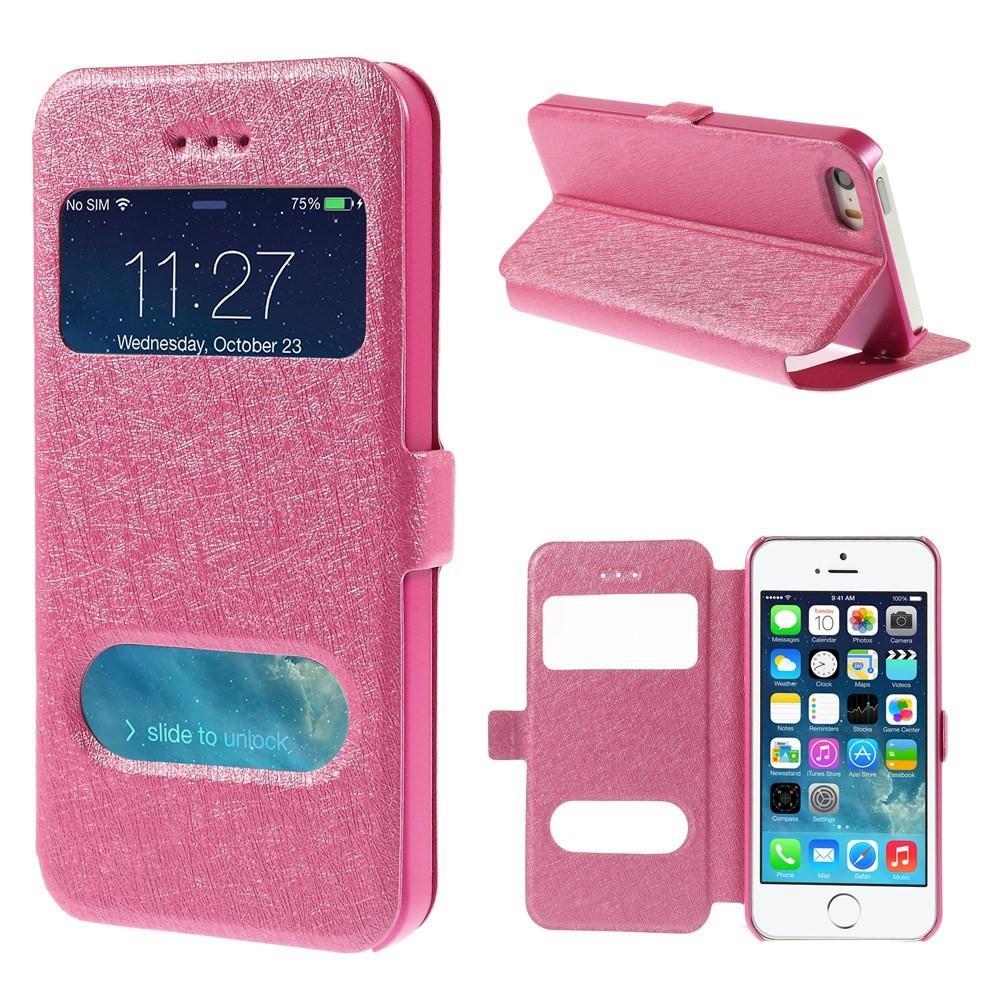 Wallet Case für Apple iPhone SE 5 5S Dual Window View Silk Book Etui