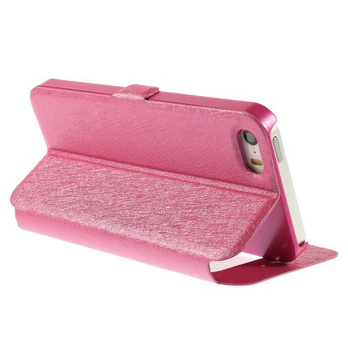 Wallet Case für Apple iPhone SE 5 5S Dual Window View Silk Book Etui