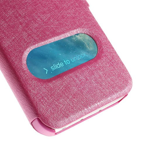 Wallet Case für Apple iPhone SE 5 5S Dual Window View Silk Book Etui