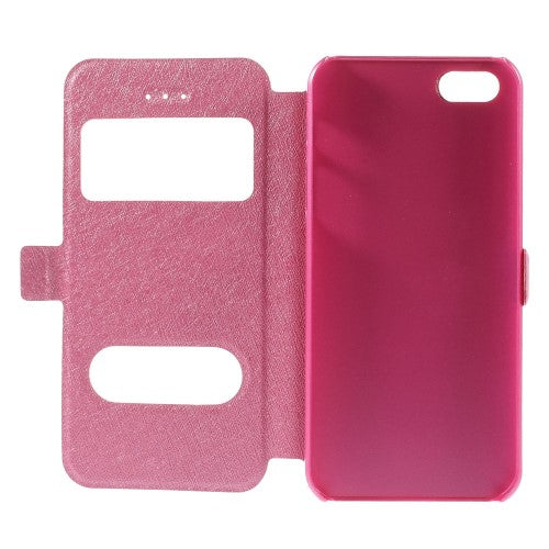 Wallet Case für Apple iPhone SE 5 5S Dual Window View Silk Book Etui