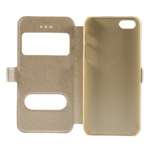 Wallet Case für Apple iPhone SE 5 5S Dual Window View Silk Book Etui