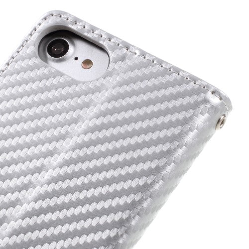 Wallet Case für Apple iPhone 8 7 SE 2020 Carbon Fiber Optik Etui