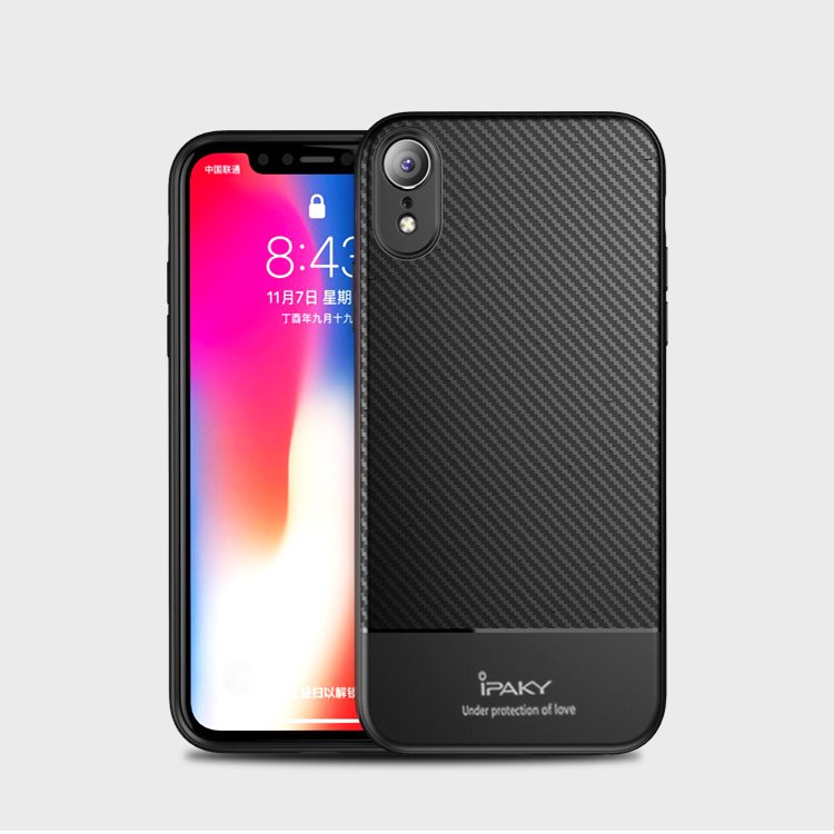 IPAKY TPU Case für Apple iPhone XR Carbon Fiber Muster