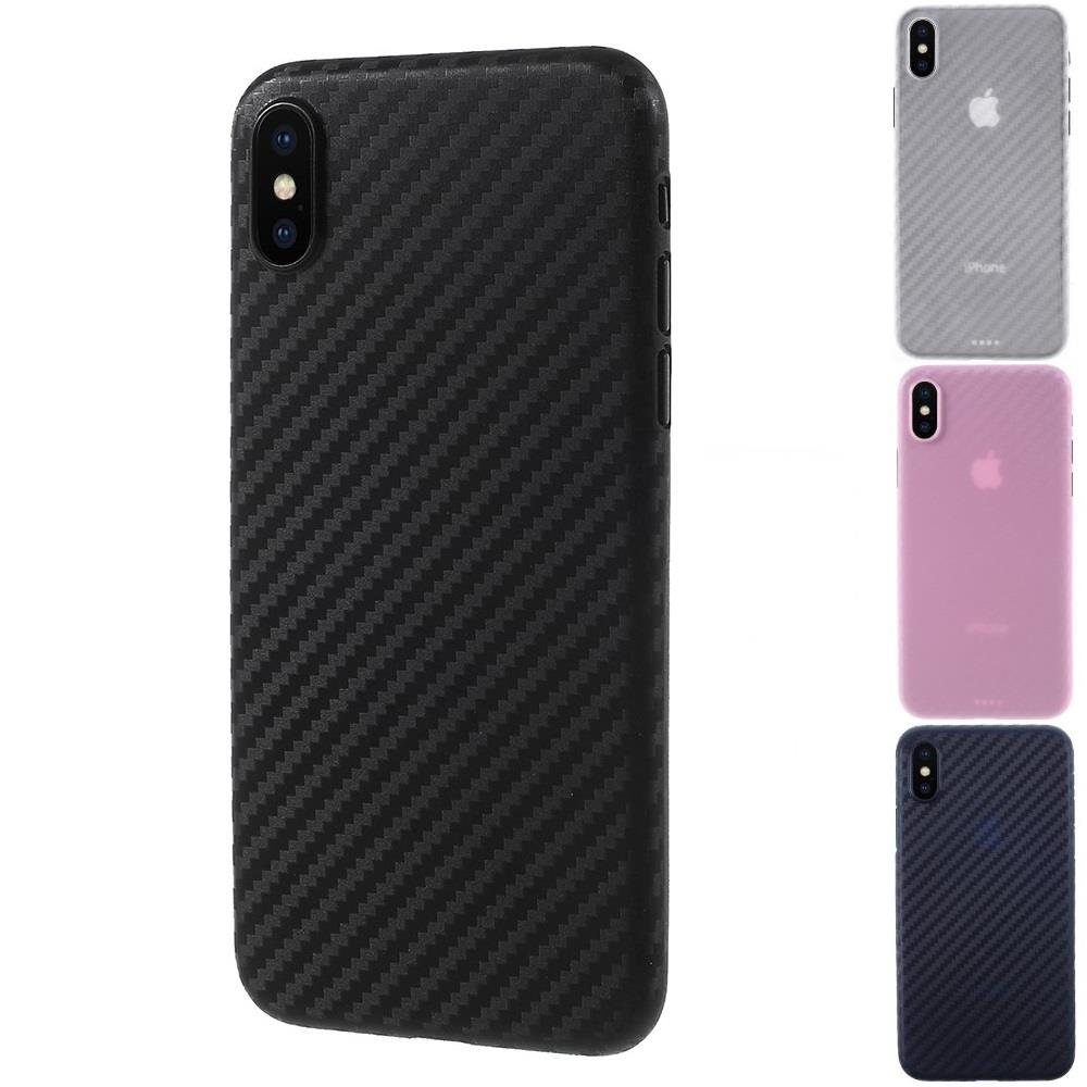 Thin Case für Apple iPhone XS X Carbon Fiber Optik Muster