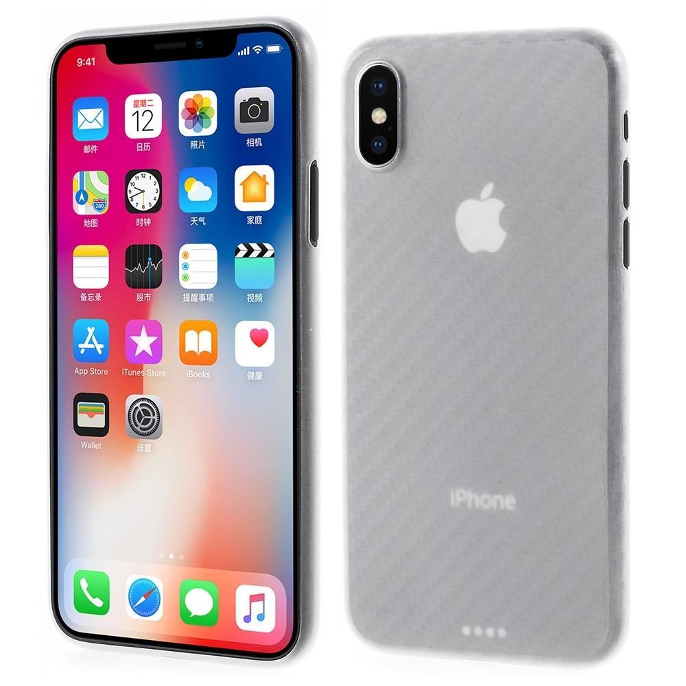 Thin Case für Apple iPhone XS X Carbon Fiber Optik Muster