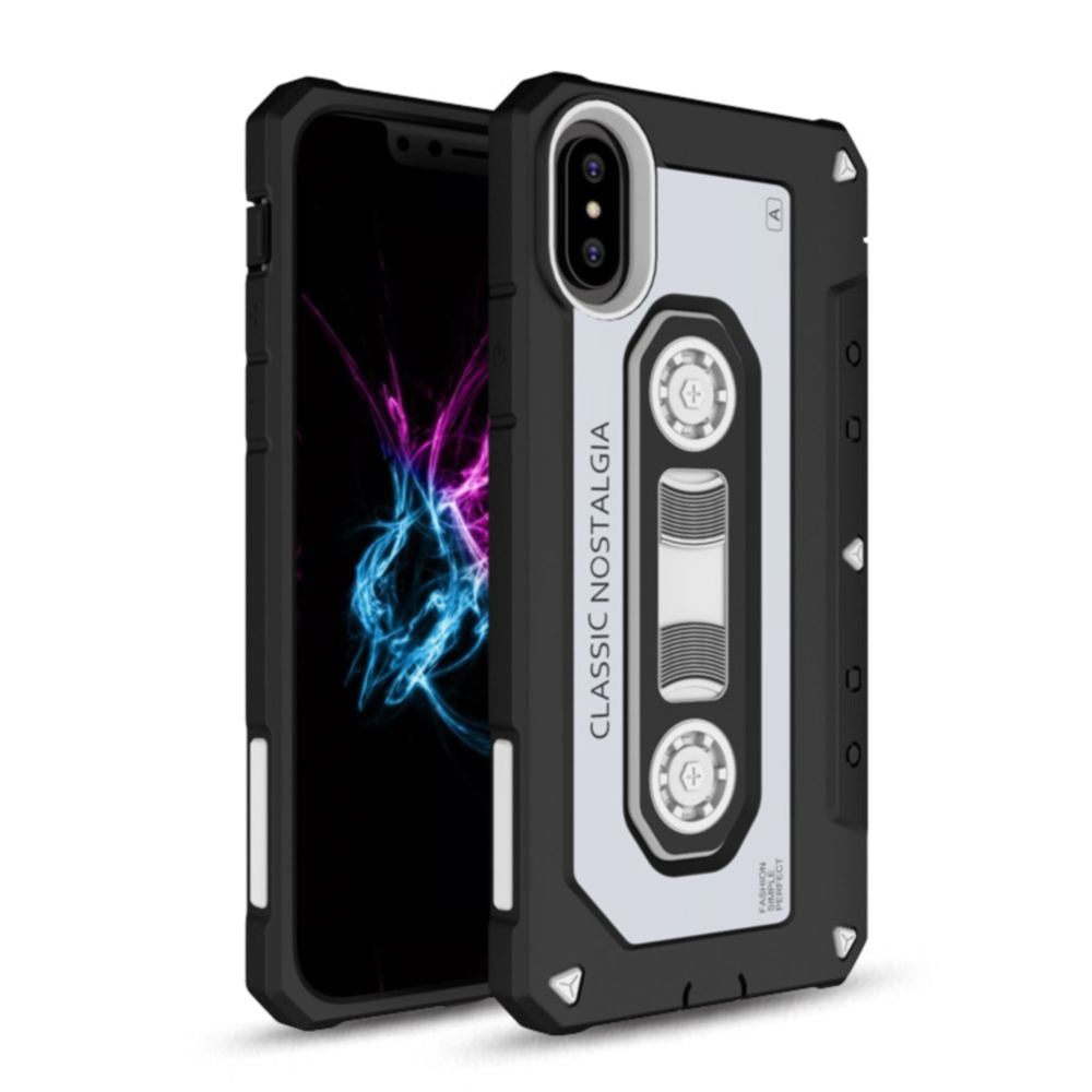 Outdoor Case für Apple iPhone XS X PC + TPU Nostalgie Tape Retro