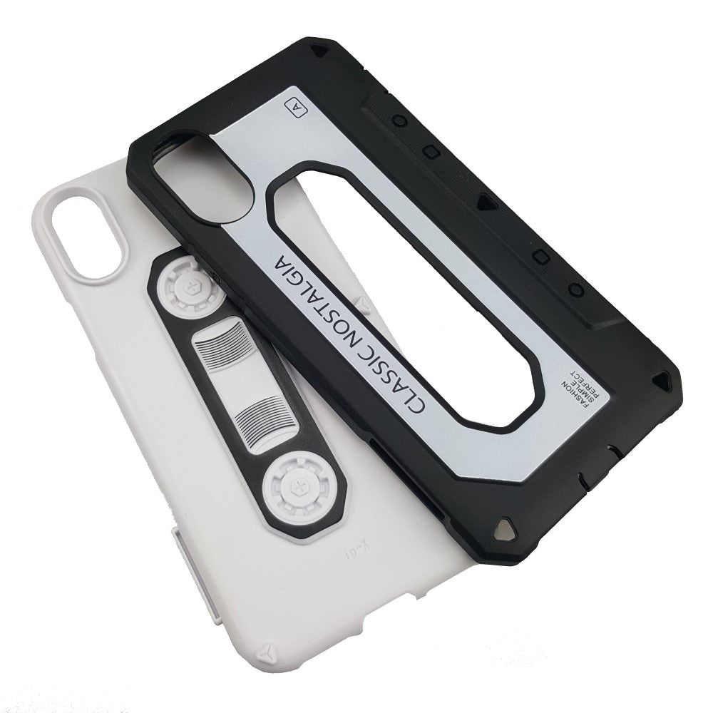 Outdoor Case für Apple iPhone XS X PC + TPU Nostalgie Tape Retro