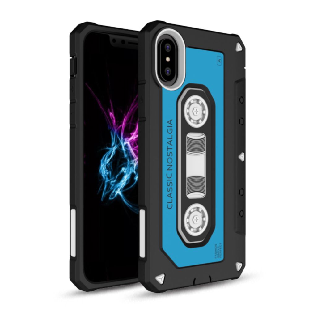 Outdoor Case für Apple iPhone XS X PC + TPU Nostalgie Tape Retro