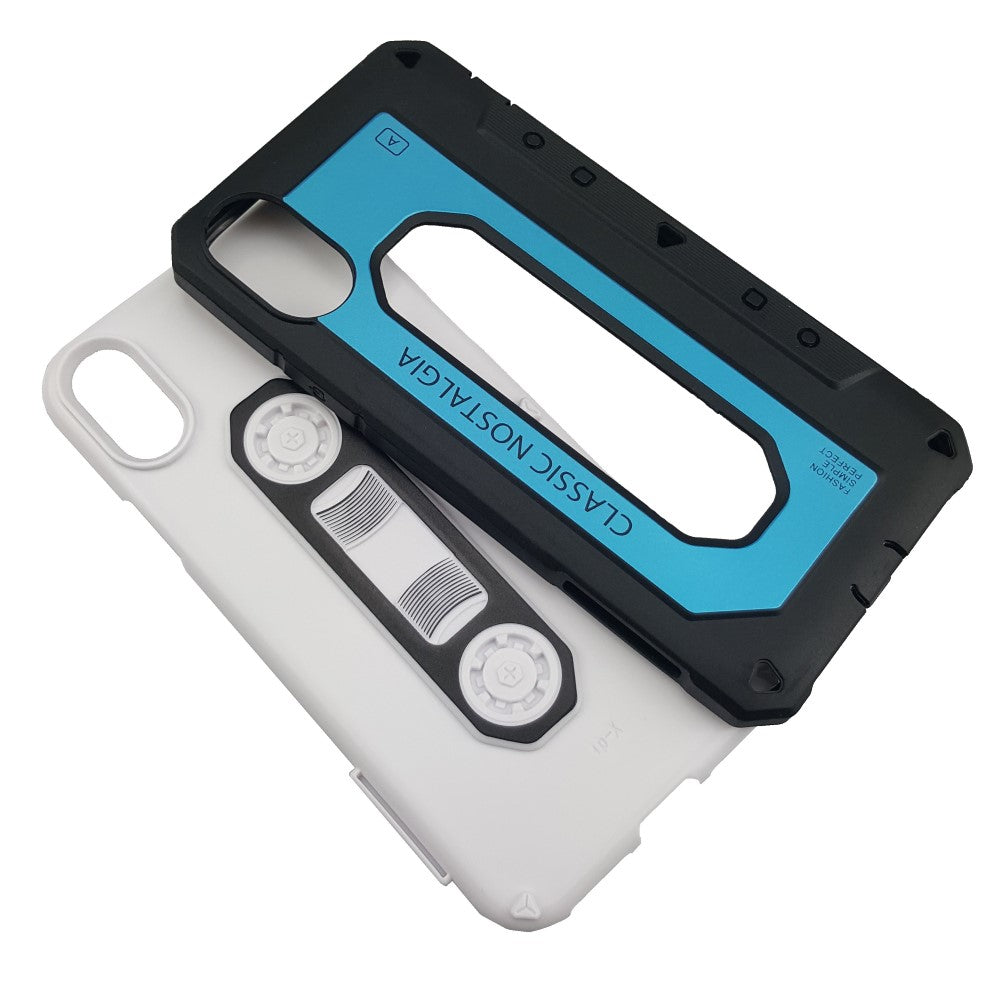 Outdoor Case für Apple iPhone XS X PC + TPU Nostalgie Tape Retro
