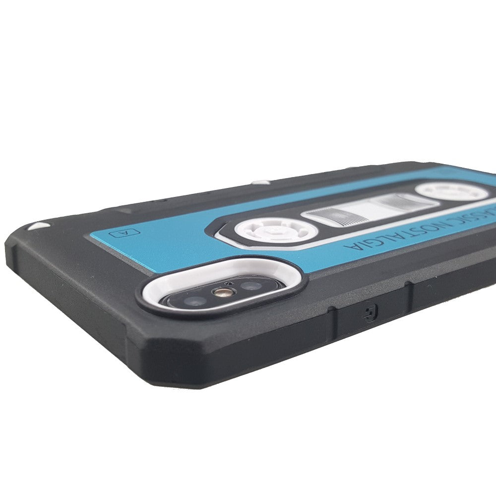 Outdoor Case für Apple iPhone XS X PC + TPU Nostalgie Tape Retro