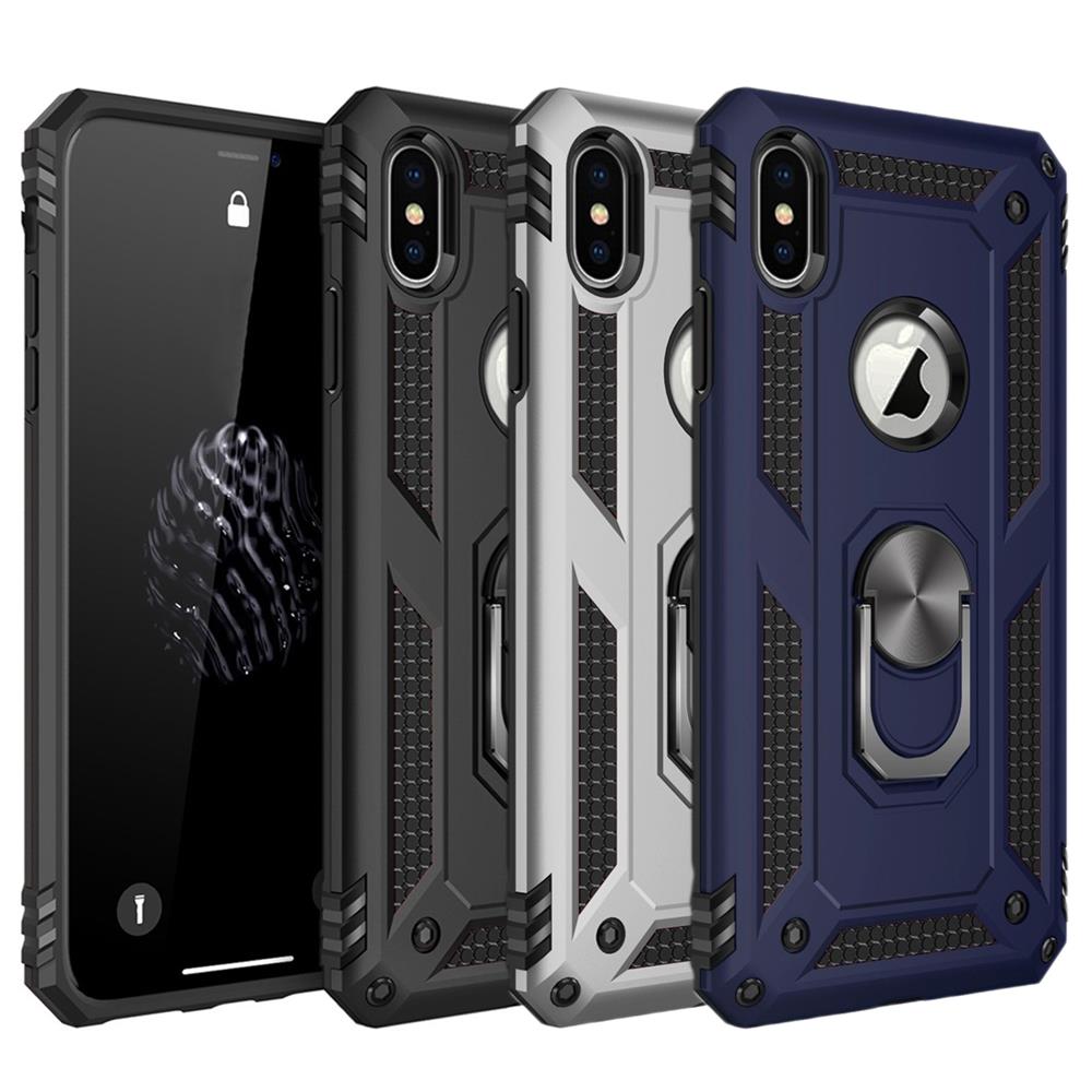Outdoor Case für Apple iPhone XS X TPU Hybrid Sergeant Metall Ring Hülle Cover