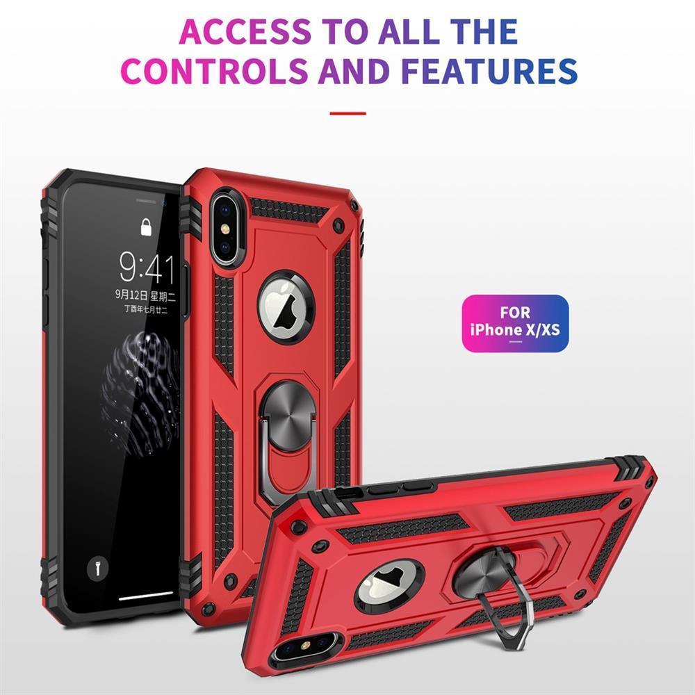 Outdoor Case für Apple iPhone XS X TPU Hybrid Sergeant Metall Ring Hülle Cover