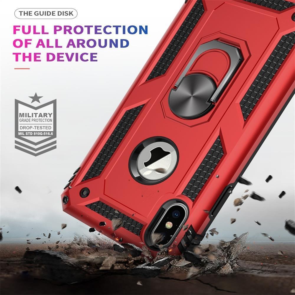 Outdoor Case für Apple iPhone XS X TPU Hybrid Sergeant Metall Ring Hülle Cover