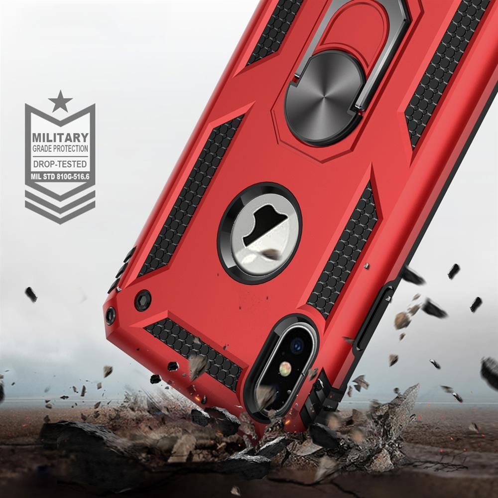 Outdoor Case für Apple iPhone XS MAX TPU Hybrid Sergeant Armor Metall Ring Hülle