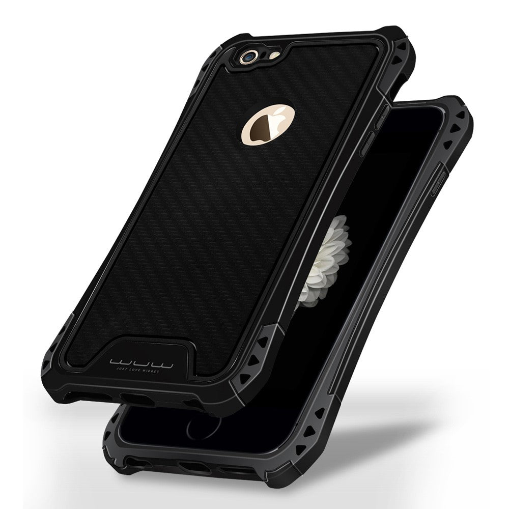 WUW Outdoor Case für Apple iPhone 6 6S Shockproof TPU Carbon Optik