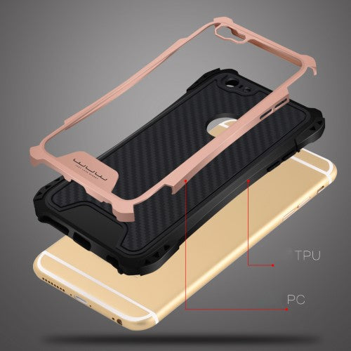 WUW Outdoor Case für Apple iPhone 6 6S Shockproof TPU Carbon Optik