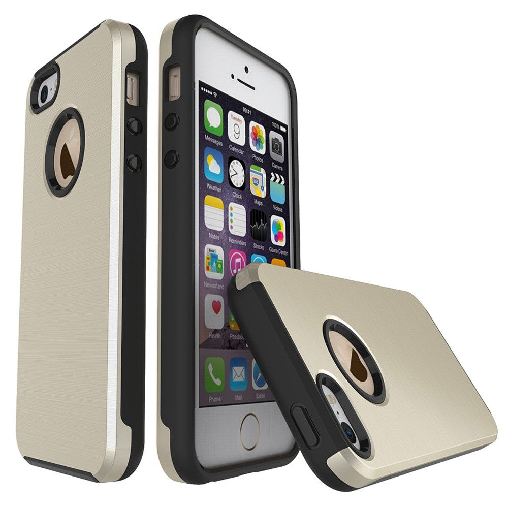 TPU PC Hybrid Case für Apple iPhone SE 5 5S Brushed Look
