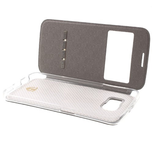 Wallet Case für Samsung Galaxy S6 G920 Window View Metal Slide Touch